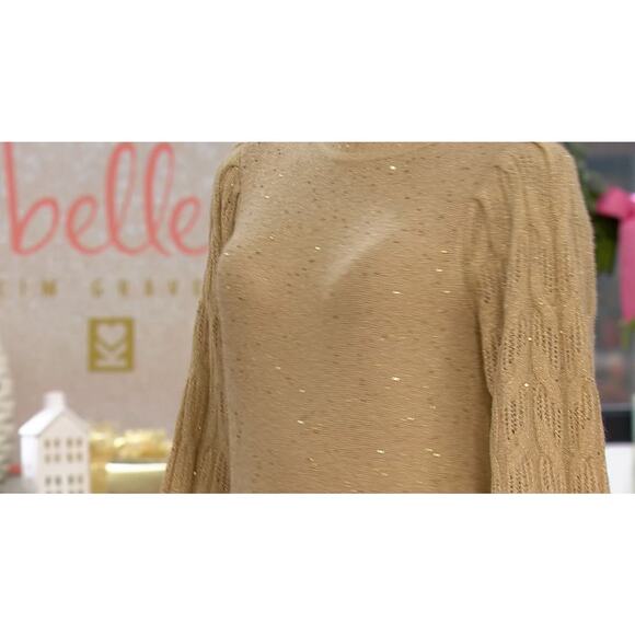 Jingle Belles by Kim Gravel Sparkling Sequin Mock Neck Sweater Size Large - Picture 3 of 3